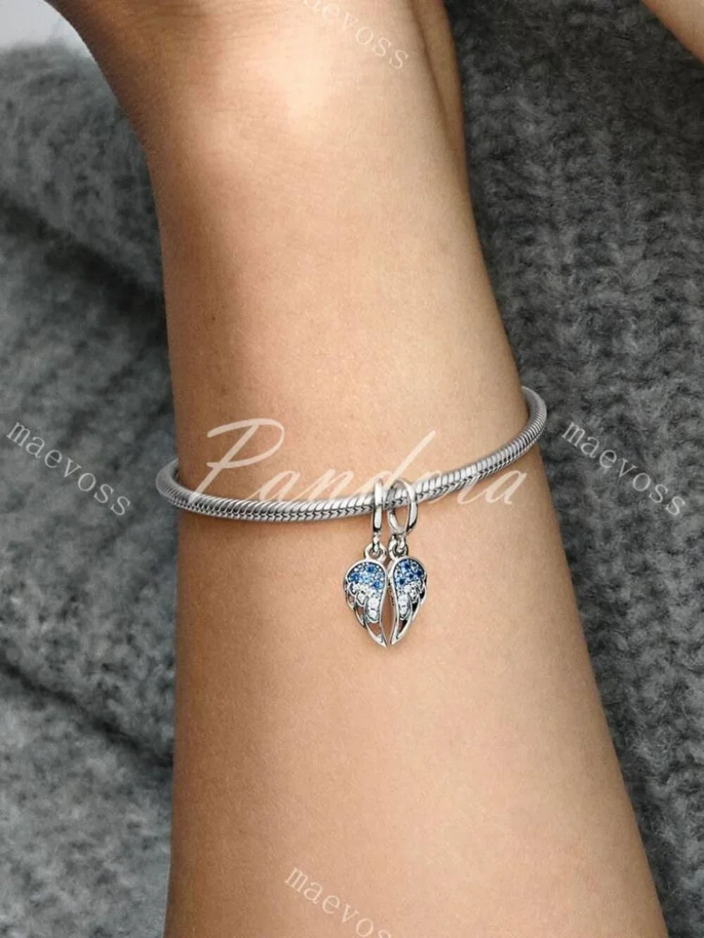 Sparkling Splitable Angel Wings Dangle Charm